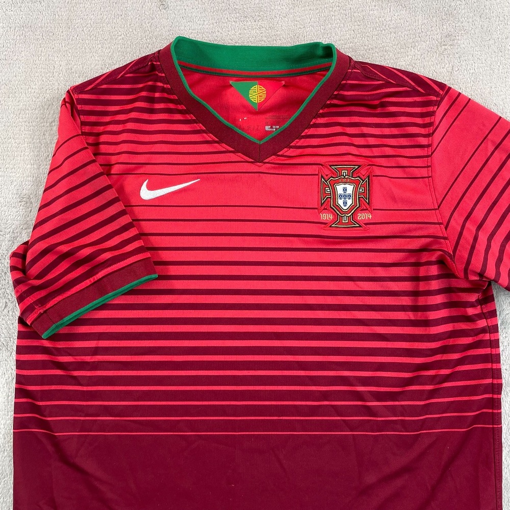 NIKE PORTUGAL 2014 HOME‎ JERSEY Shirt Youth XL Red V Neck Soccer Futbol Dri Fit